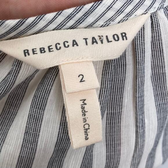 NWOT REBECCA TAYLOR Top 2 Striped Ruffle Eyelet Bib Sleeveless - Picture 3 of 7